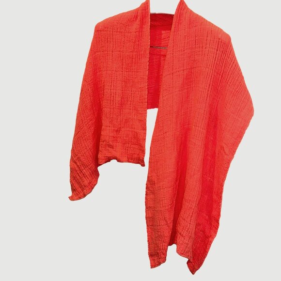 cool miro neon orange gauzy cotton nubby scarf - Picture 1 of 4